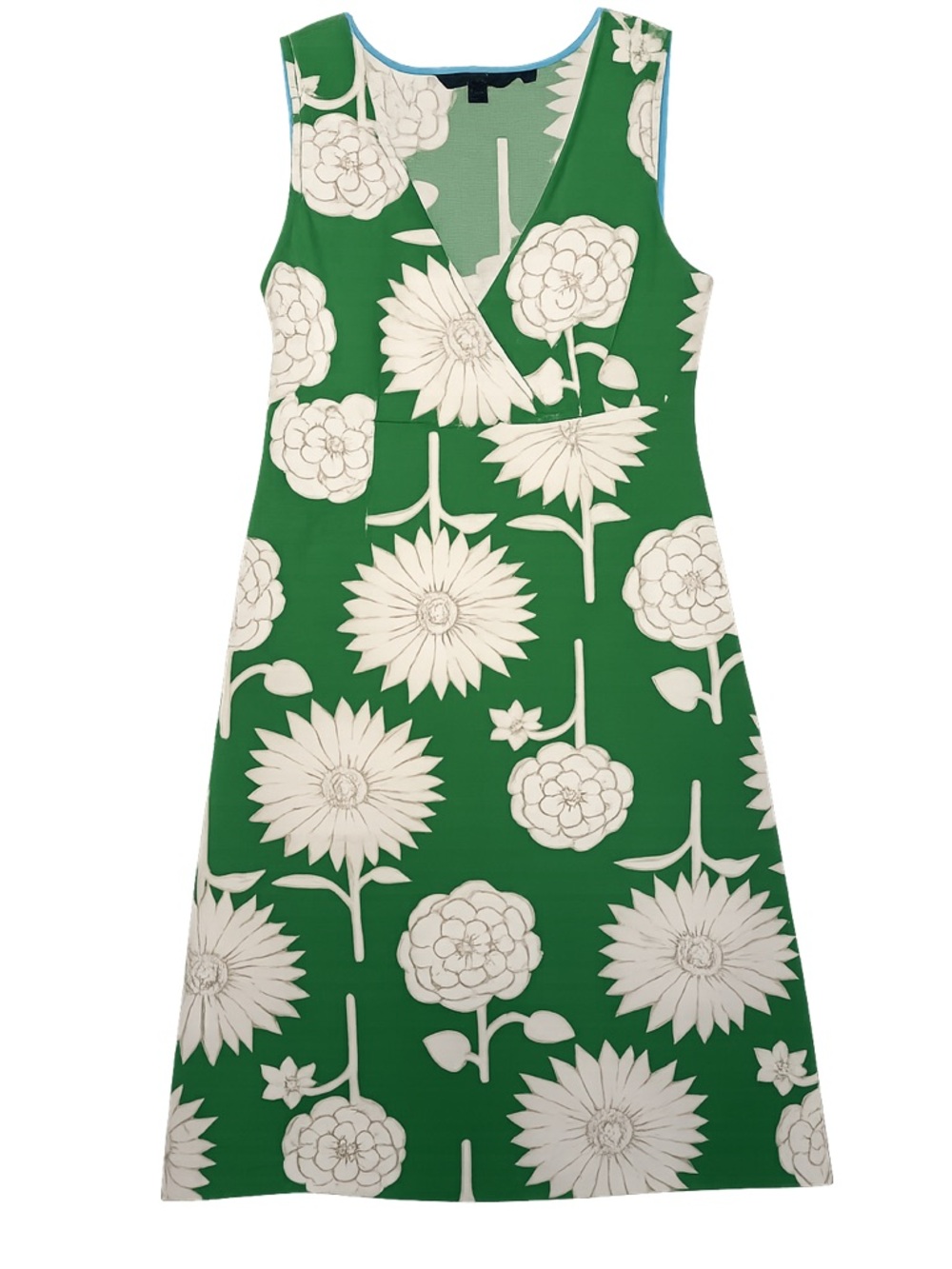 Green Floral Sleeveless Sheath Dress Women's Size8R RetroMod Spring Summer Party - Picture 2 of 6